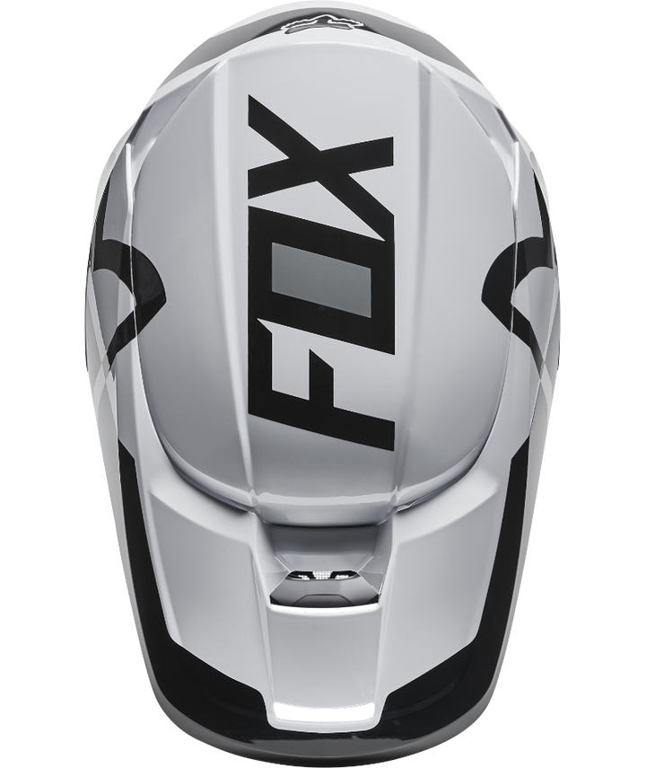 Fox Racing V1 Lux Off Road Helmet Black/White - Top Down View