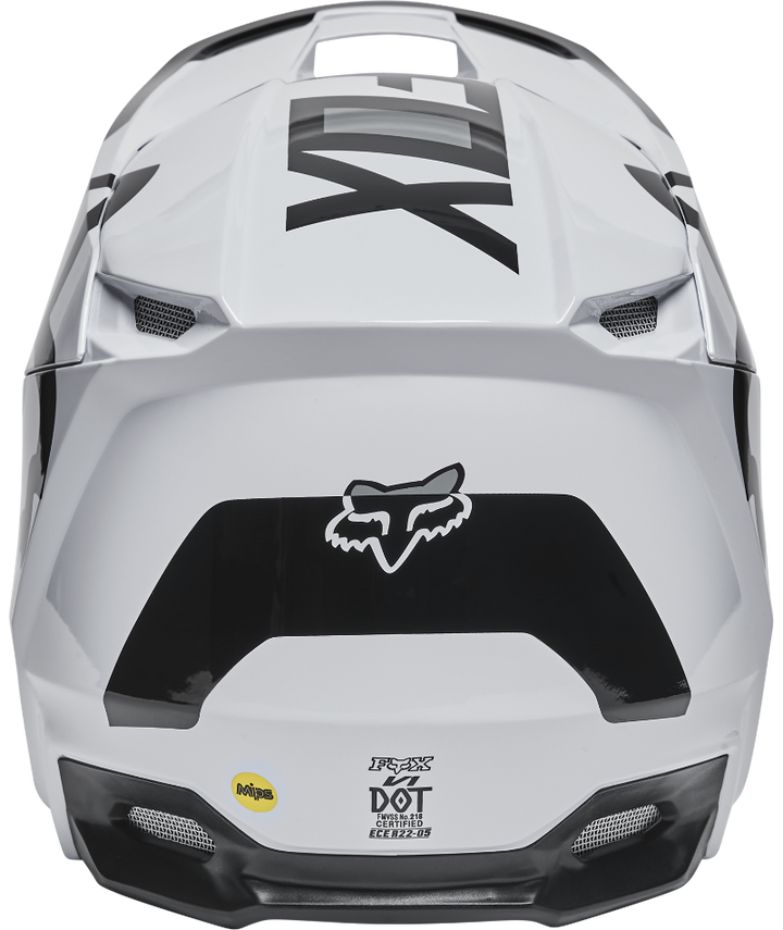 Fox Racing V1 Lux Off Road Helmet Black/White - Rear View