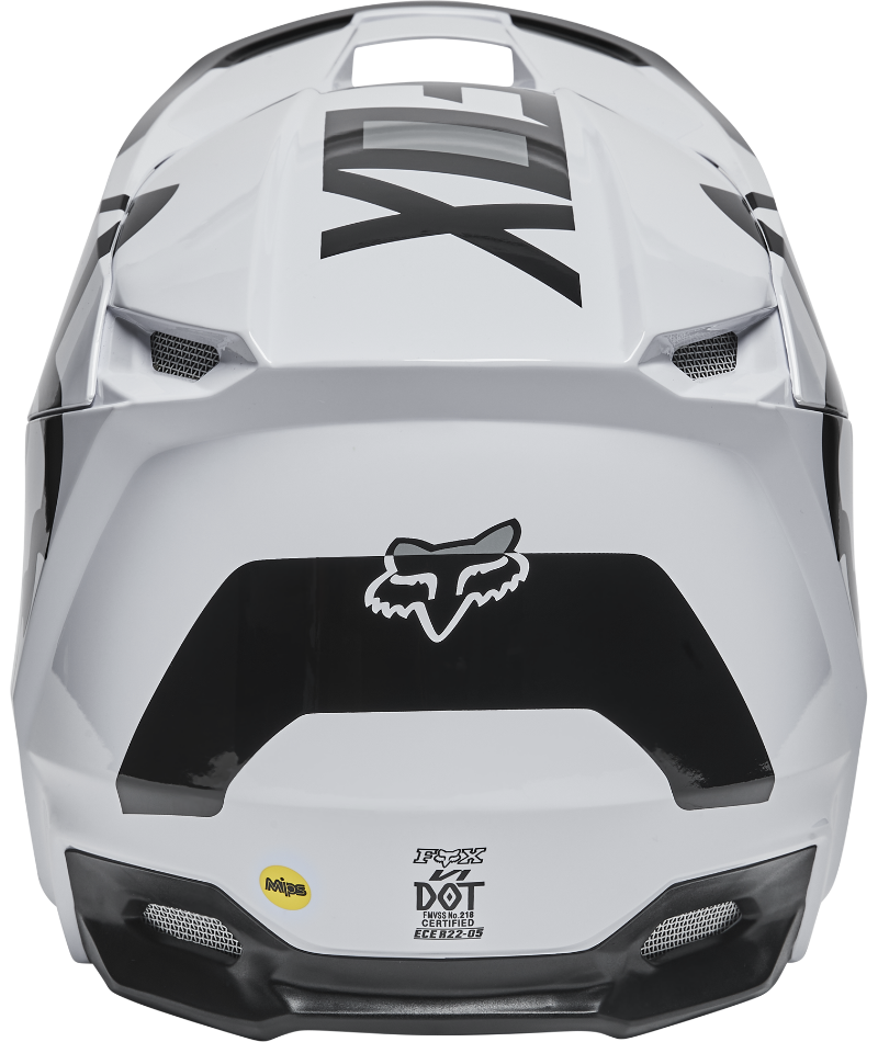 Fox Racing V1 Lux Off Road Helmet Black/White - Rear View