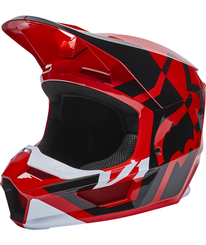Fox Racing V1 Lux Off Road Helmet Flo Red - Front Left Side View