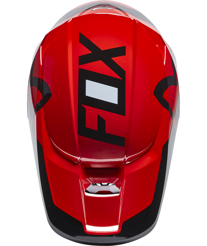 Fox Racing V1 Lux Off Road Helmet Flo Red - Top Down View