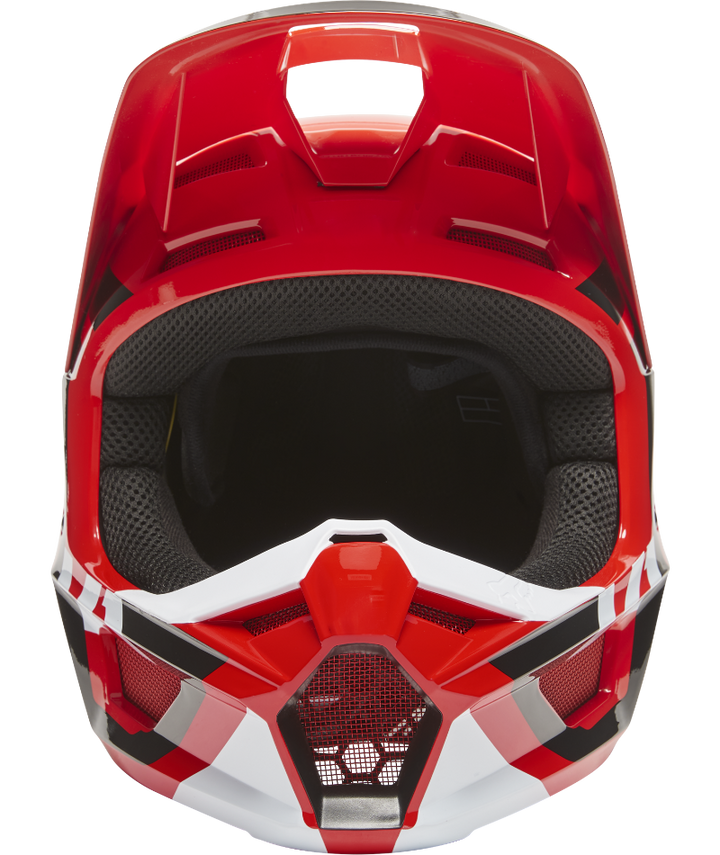 Fox Racing V1 Lux Off Road Helmet Flo Red - Front View