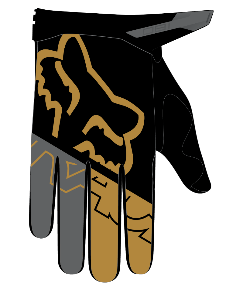 Fox Racing 180 Skew Youth Off Road Glove Gold - Back of Hand Graphic