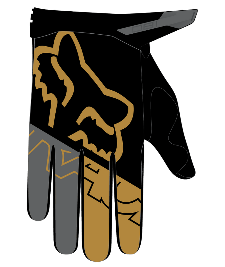 Fox Racing 180 Skew Youth Off Road Glove Gold - Back of Hand Graphic