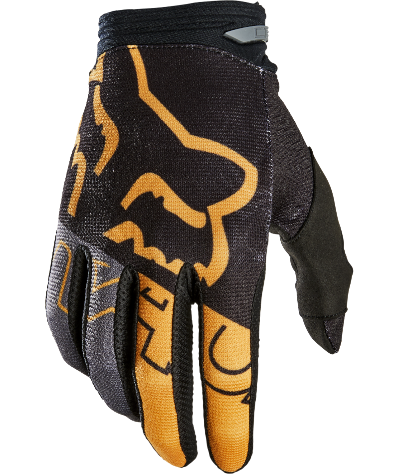Fox Racing 180 Skew Youth Off Road Glove Gold - Back of Hand View
