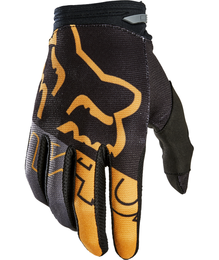 Fox Racing 180 Skew Youth Off Road Glove Gold - Back of Hand View