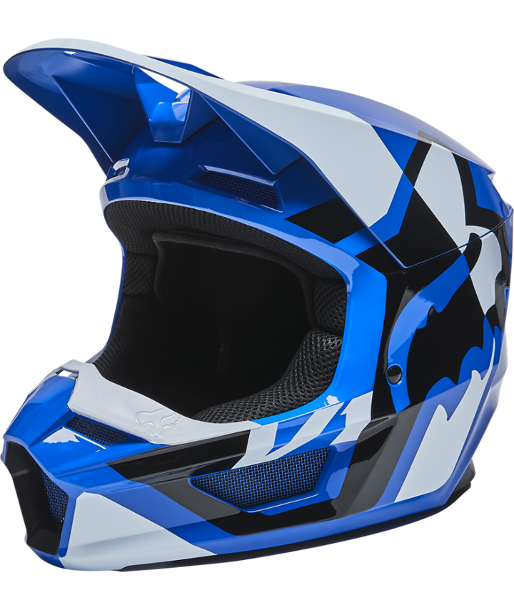 Fox Racing V1 Lux Youth Off Road Helmet Blue - Front Left Side View