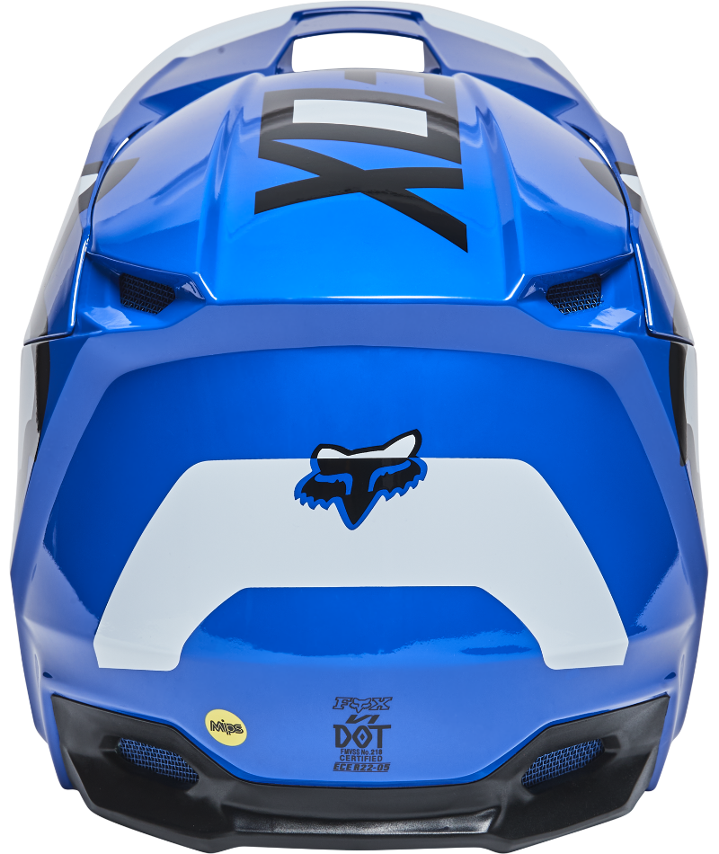 Fox Racing V1 Lux Youth Off Road Helmet Blue - Rear View