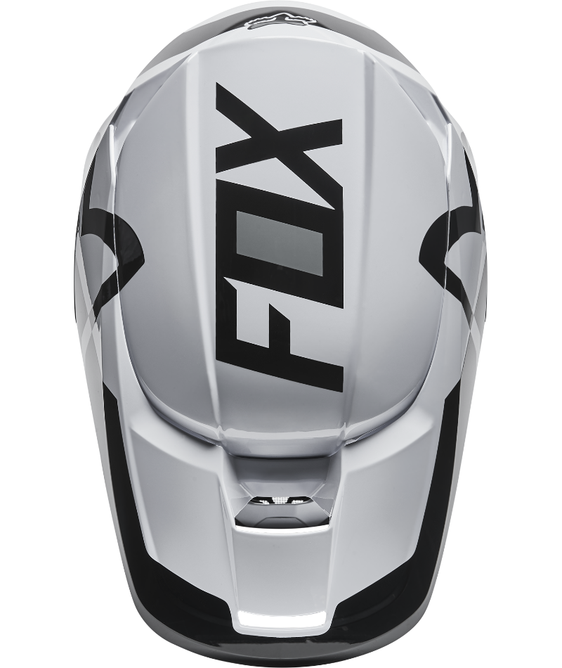 Fox Racing V1 Lux Youth Off Road Helmet Black/White - Top Down View