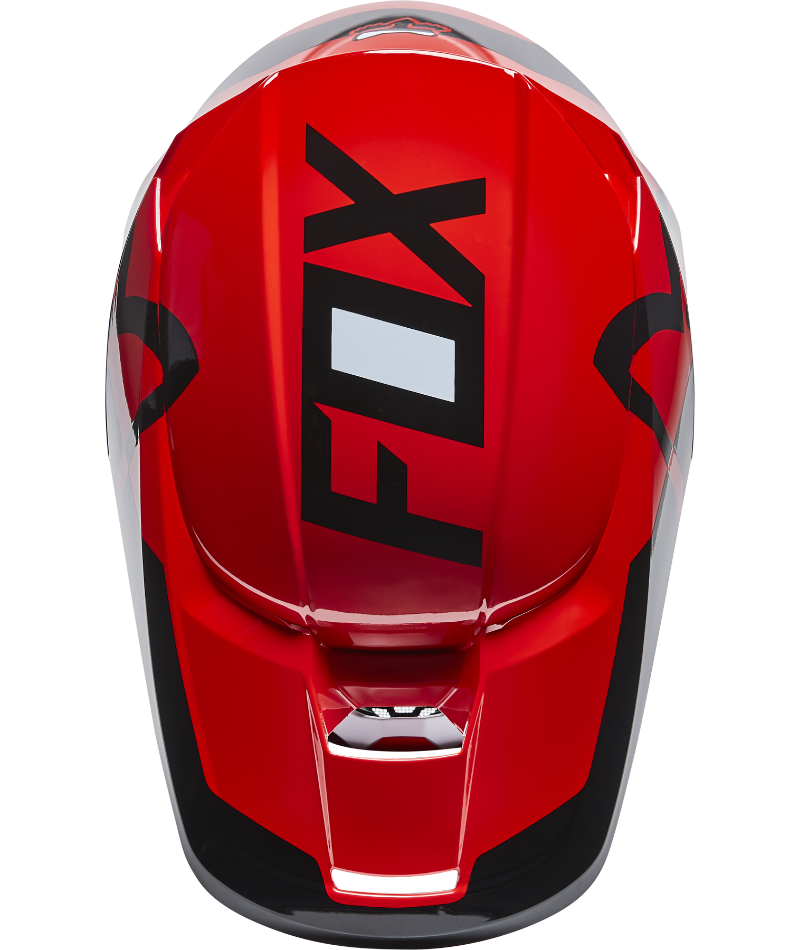 Fox Racing V1 Lux Youth Off Road Helmet Flo Red - Top Down View