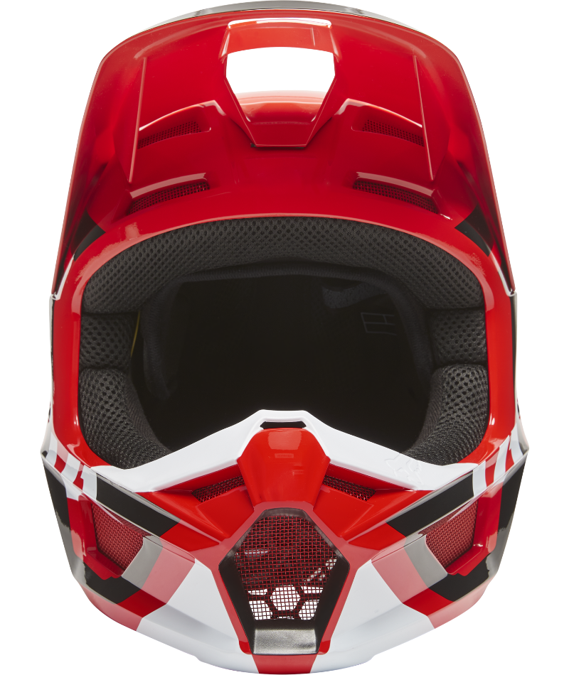 Fox Racing V1 Lux Youth Off Road Helmet Flo Red - Front View
