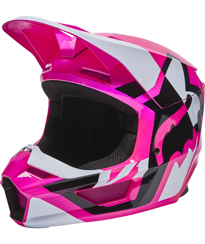 Fox Racing V1 Lux Youth Off Road Helmet Pink - Front Left Side View