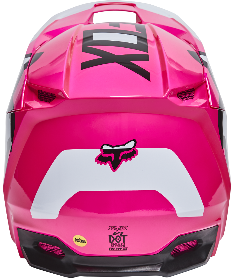 Fox Racing V1 Lux Youth Off Road Helmet Pink - Rear View