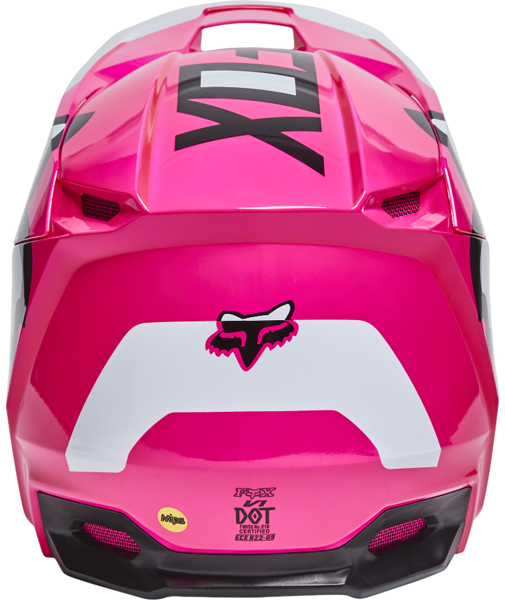 Fox Racing V1 Lux Youth Off Road Helmet Pink - Rear View