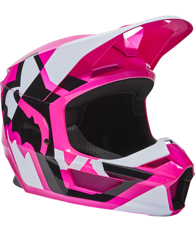 Fox Racing V1 Lux Youth Off Road Helmet Pink - Front Right Side View