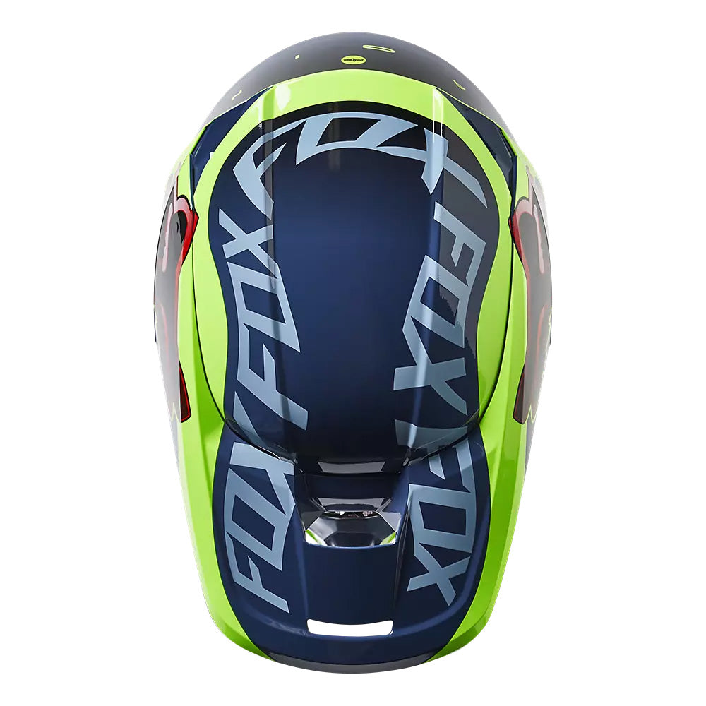 Fox Racing V1 Core Venz Helmet Dark Indigo - Top Down View