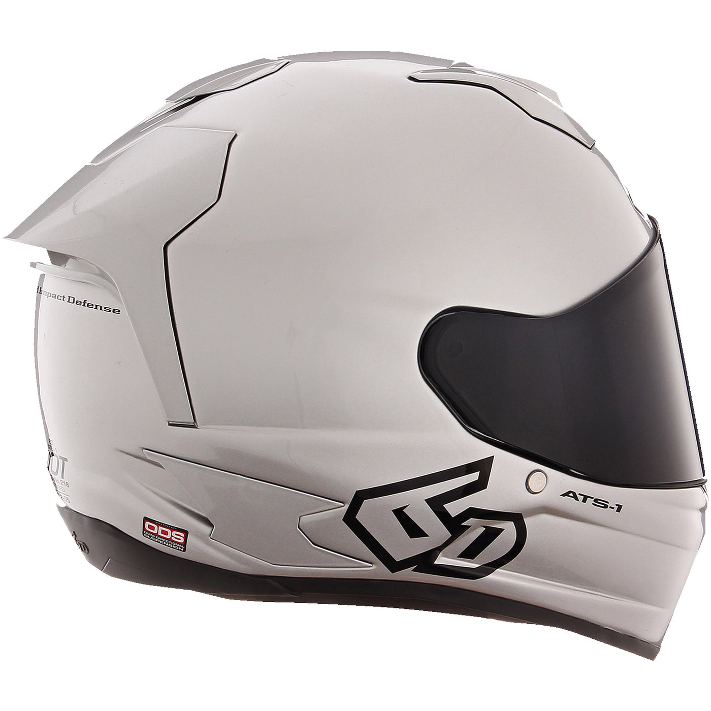 6D Helmets ATS-1R Solid Helmet Gloss Silver - Rear Right Side View