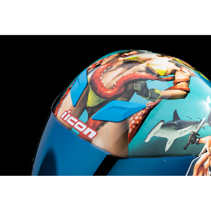 ICON Airflite™ Pleasuredome4 Helmet Blue - Close-Up of Top Vents