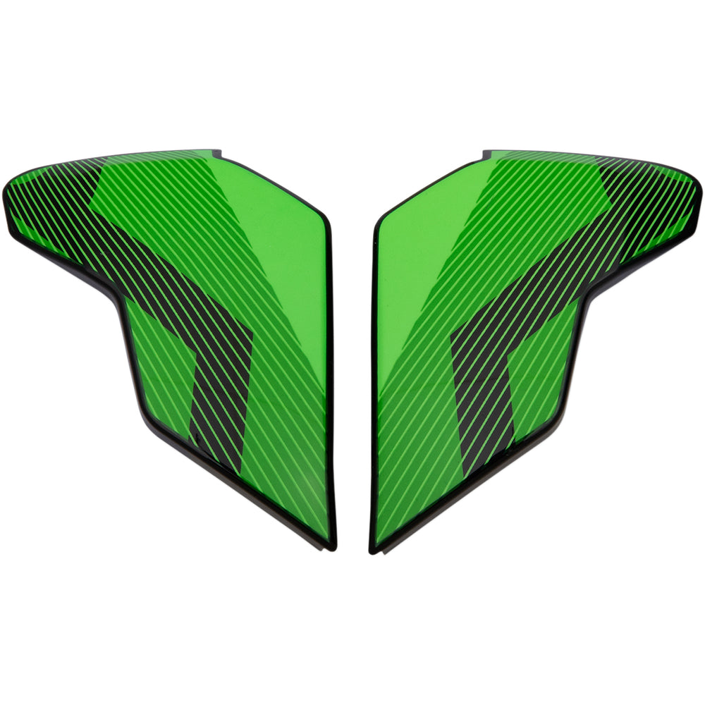 ICON Airflite™ Helmet Side Plates — QB1 Green - Side View of Pair