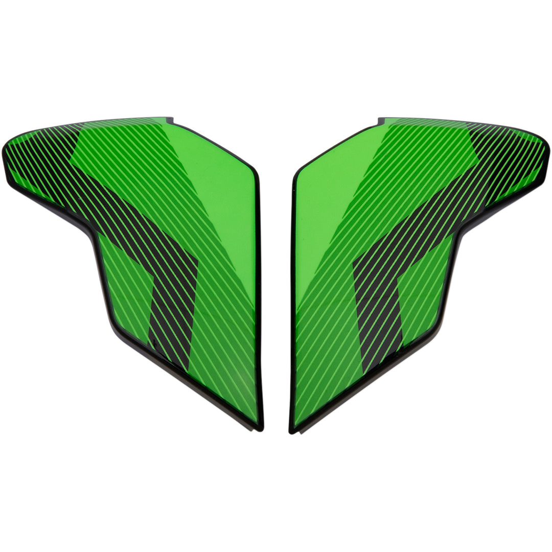 ICON Airflite™ Helmet Side Plates — QB1 Green - Side View of Pair