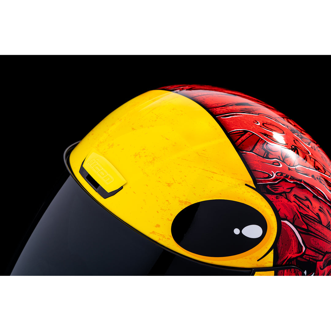 ICON Airform™ Brozak MIPS® Helmet Red - Close-Up of Top Vent, Opened