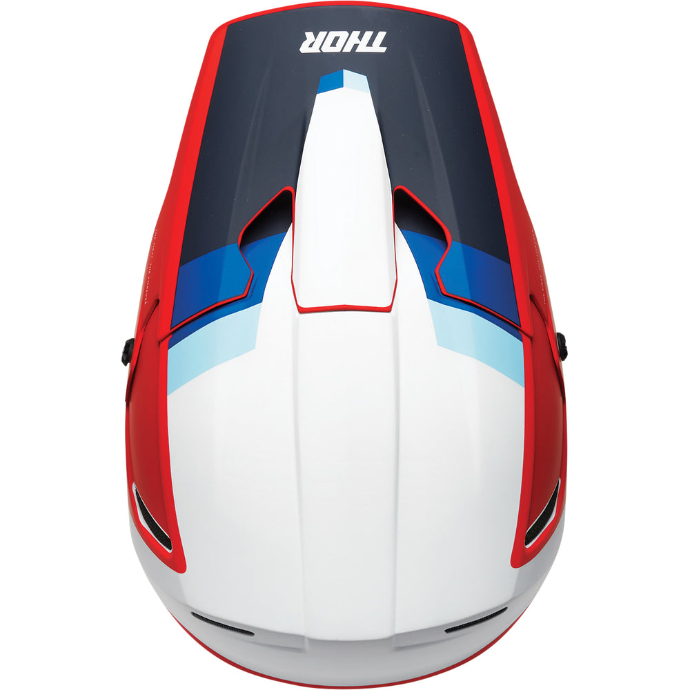 THOR Reflex Apex MIPS® Helmet Red/White/Blue - Top Down View
