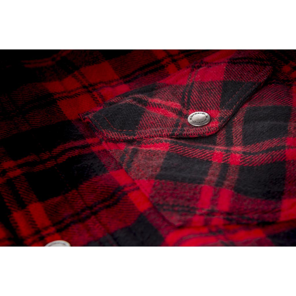 Highway 21 Marksman Flannel Black/Red - Angled Close-Up of Chest Pocket