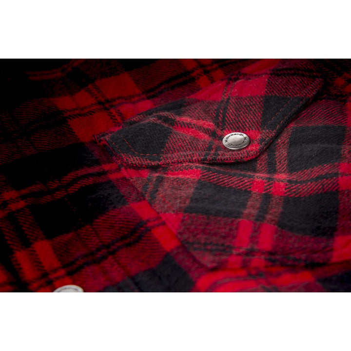 Highway 21 Marksman Flannel Black/Red - Angled Close-Up of Chest Pocket