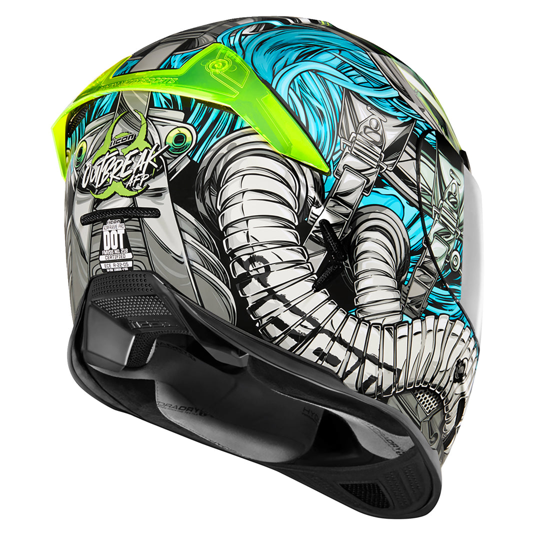 ICON Airframe Pro™ Outbreak Helmet Blue - Rear Right Side View