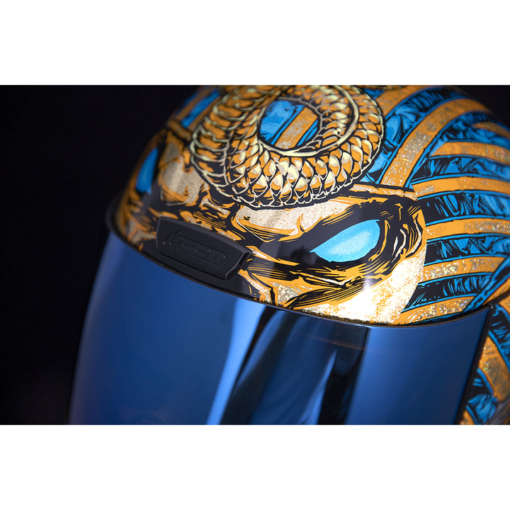 ICON Airform™ Pharaoh Helmet Gold - Close-Up of Top Vent