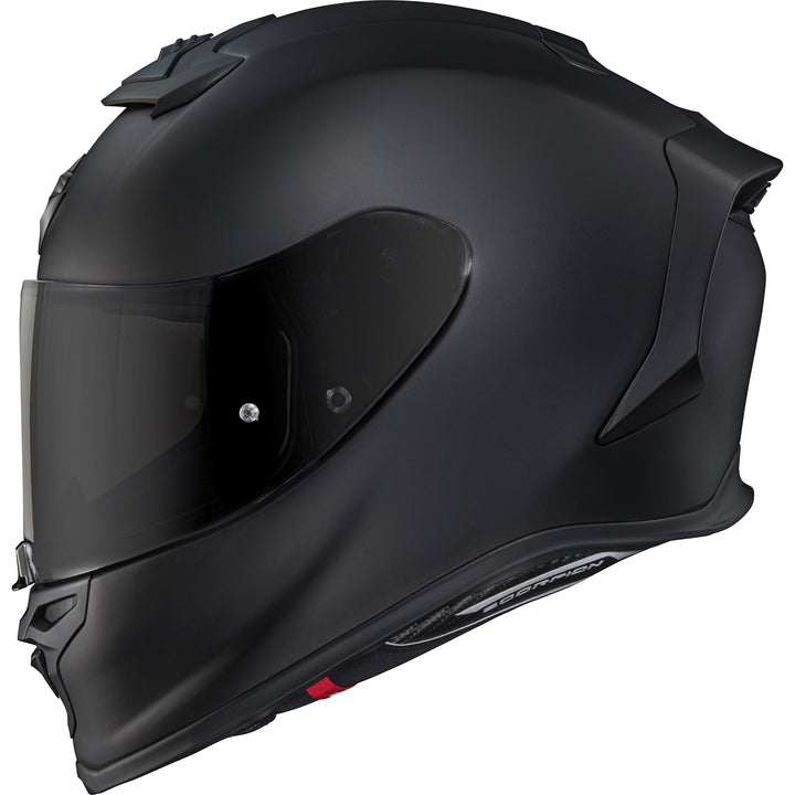 SCORPION EXO EXO-R1 Air Solid Helmet Matte Black - Side View with Dark Smoke Faceshield