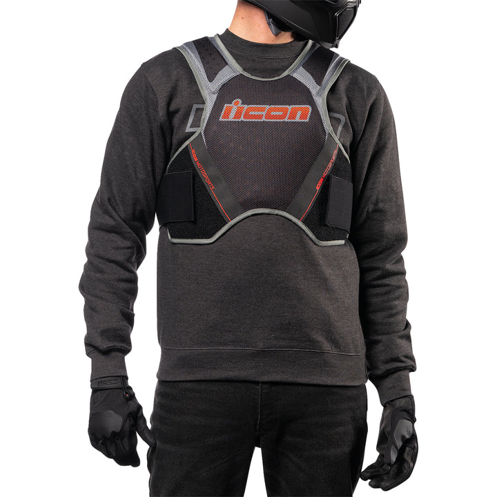 ICON Field Armor Softcore™ Vest Megabolt Black - Front View of Model Posing in Vest