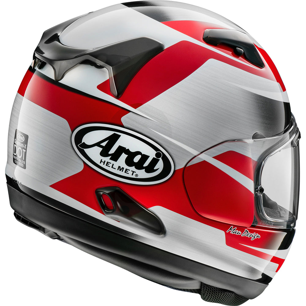 Arai Quantum-X Steel Helmet Red - Rear Side View