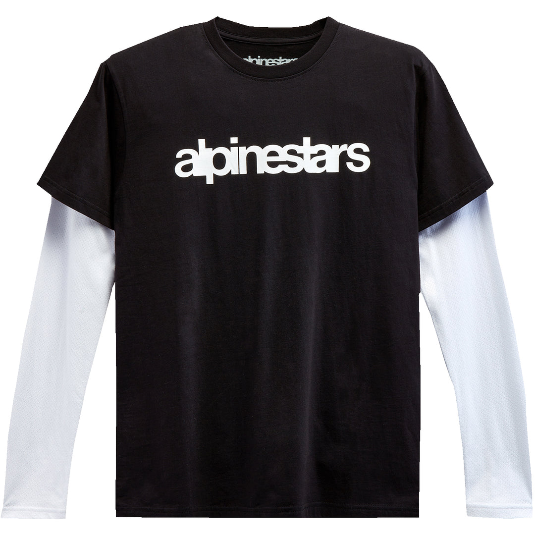 Alpinestars Stack Long-Sleeve Knit T-Shirt Black/White - Front View