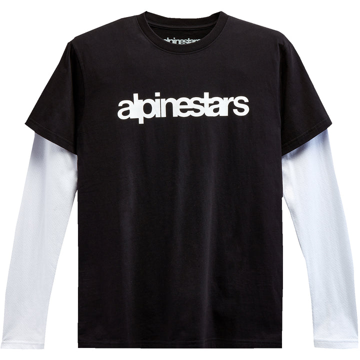 Alpinestars Stack Long-Sleeve Knit T-Shirt Black/White - Front View
