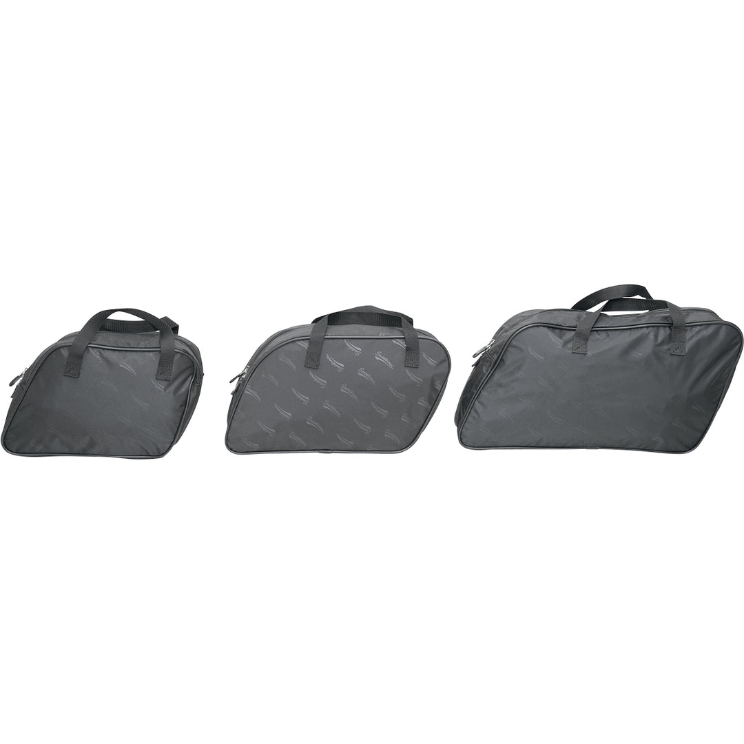SADDLEMEN Saddlebag Liners Slant - Side View of Trio of Size Options