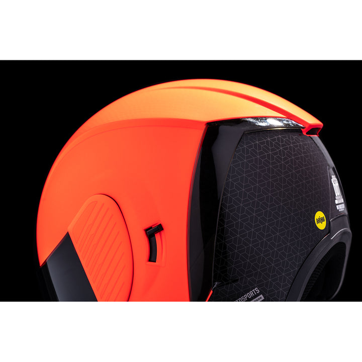 ICON Airform™ Counterstrike MIPS® Helmet Red - Close-up of Rear Left Side Details