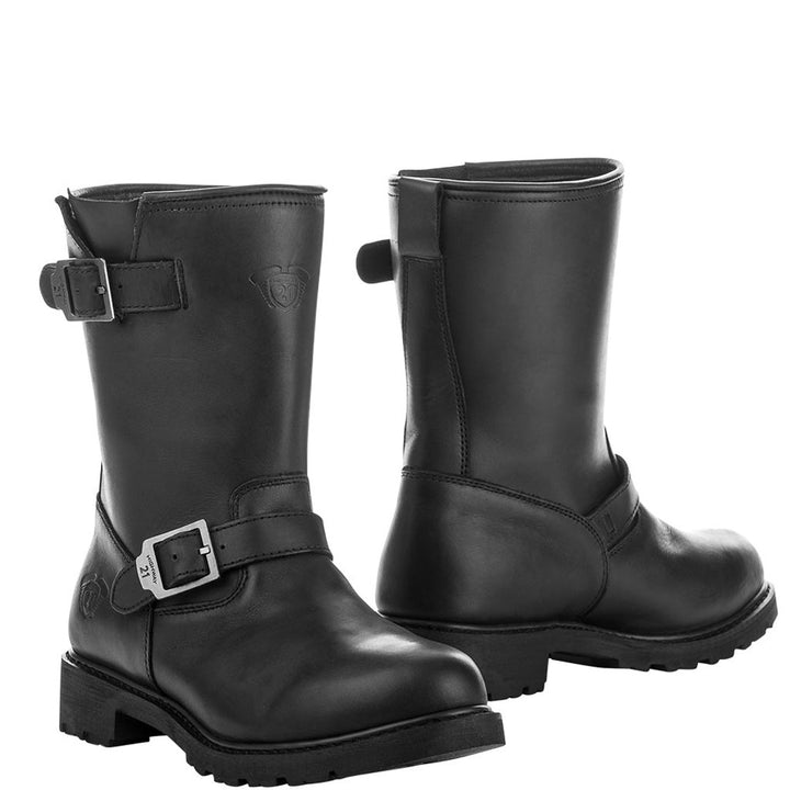 Highway 21 Primary Low Engineer Boot Black - Front Side and Rear Side Views of Pair