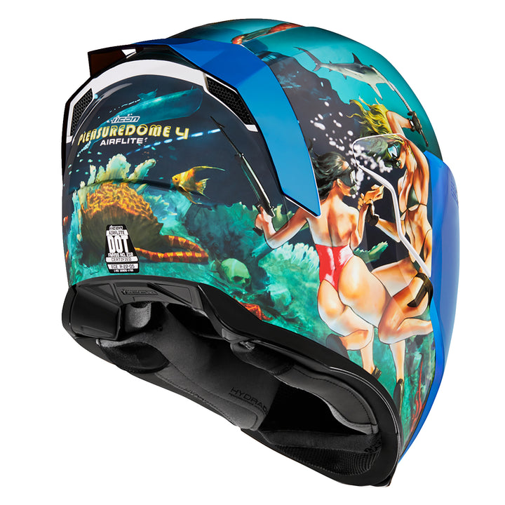 ICON Airflite™ Pleasuredome4 Helmet Blue - Rear Right Side View