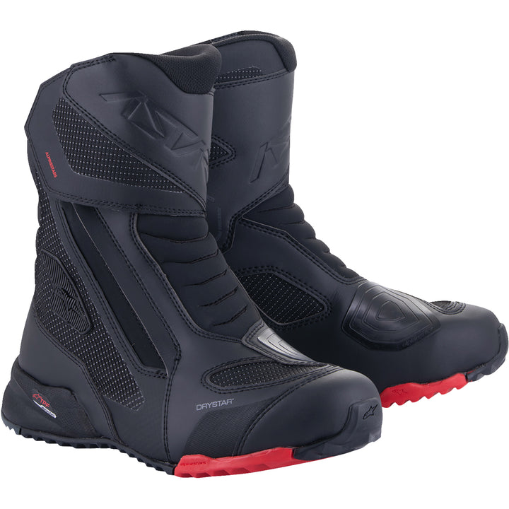 Alpinestars RT-7 Drystar® Boots Black/Red - Front Side View of Pair