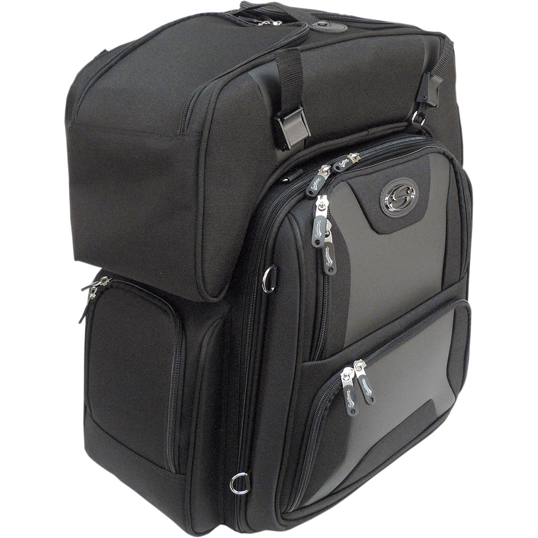 SADDLEMEN FTB3600 Sport Sissy Bar and Combo Bag - Front Side View