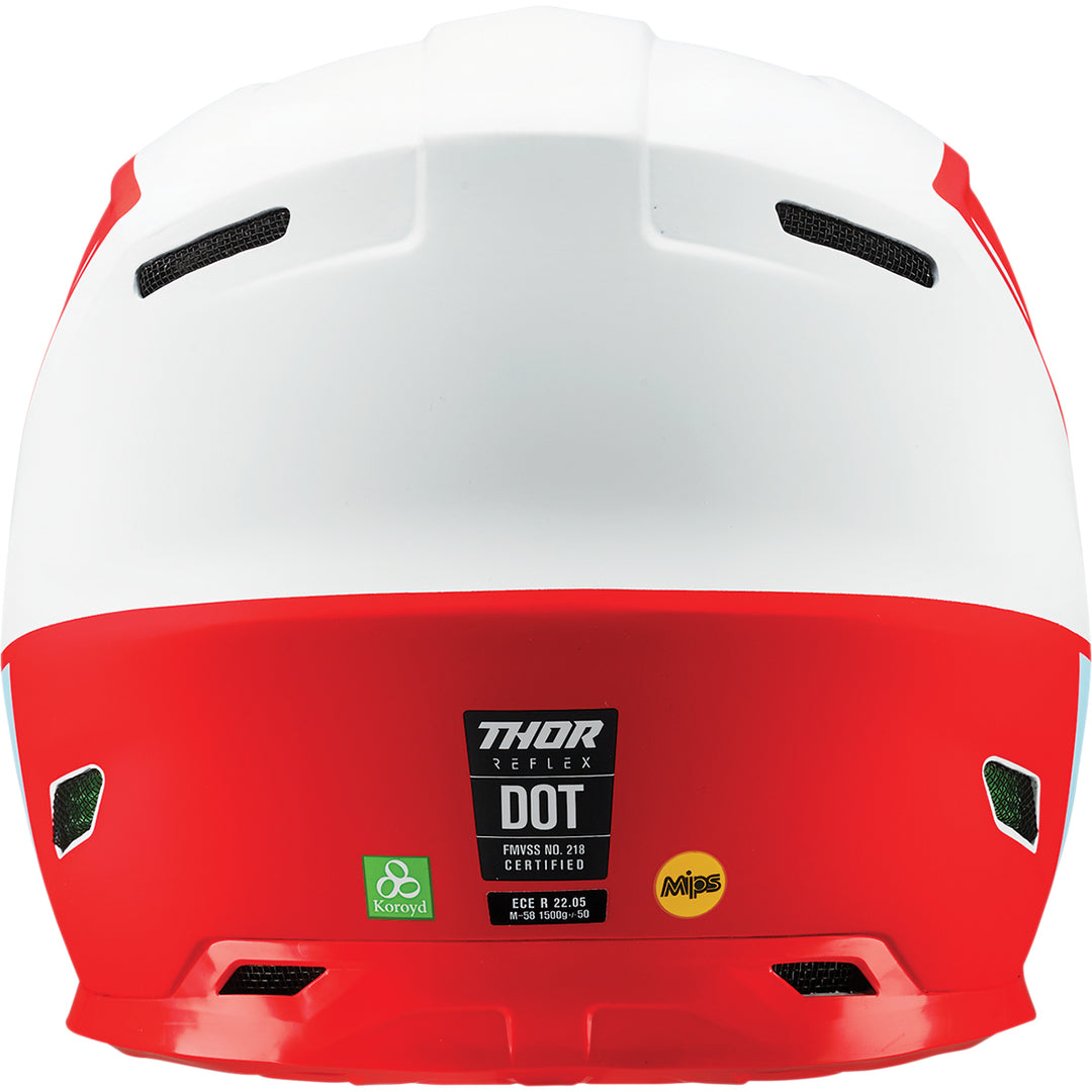THOR Reflex Apex MIPS® Helmet Red/White/Blue - Rear View