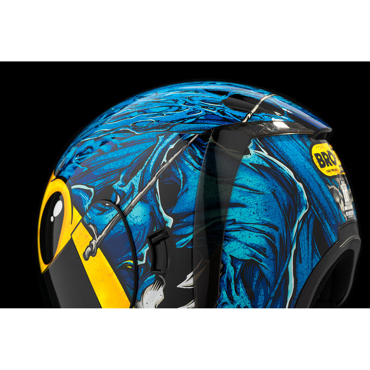 ICON Airform™ Brozak MIPS® Helmet Blue - Close-Up of Rear Left Side Details