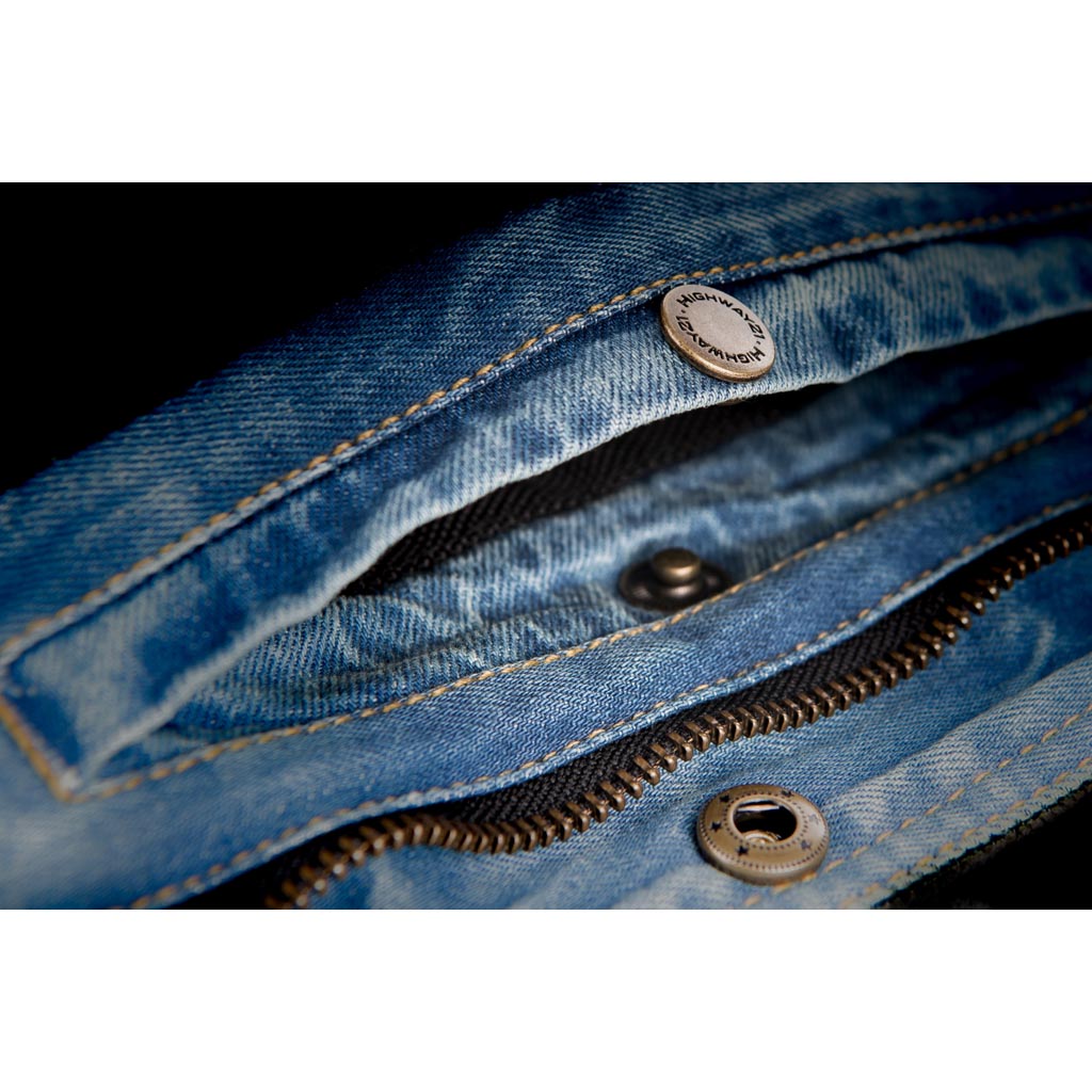 Highway 21 Iron Sights Club Collar Denim Vest Blue - Close-Up of Interior Pocket