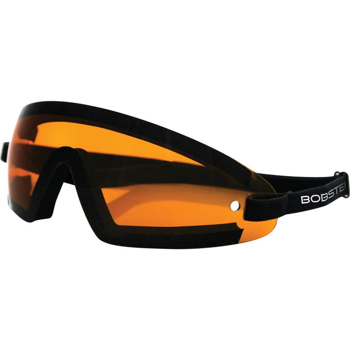 Bobster Wrap Around Goggles Black w/Amber Lens - Front Side View