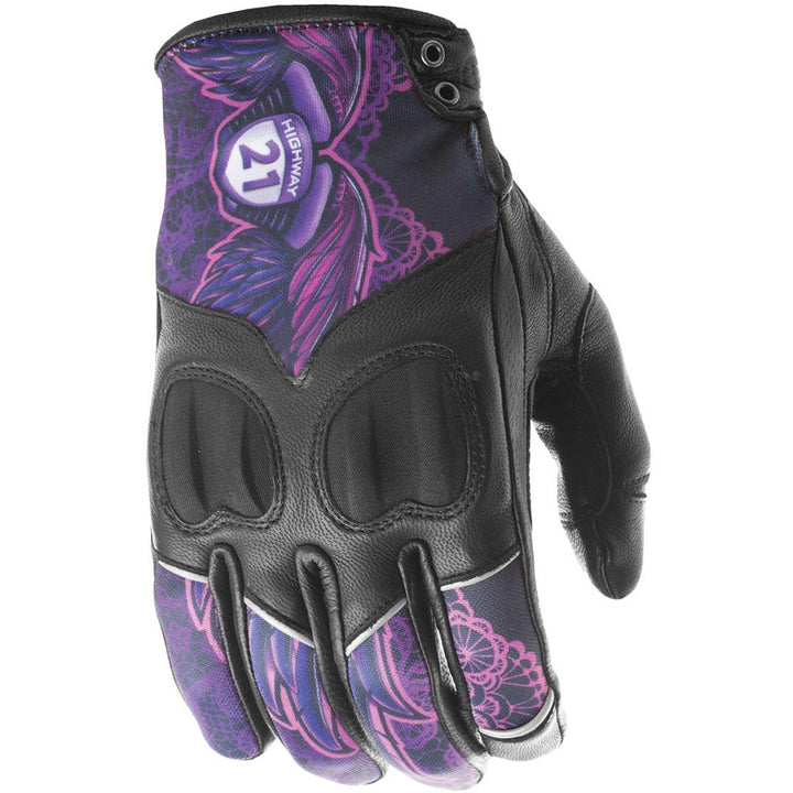 Highway 21 Vixen Women's Glove Purple Lace - Back of Hand View