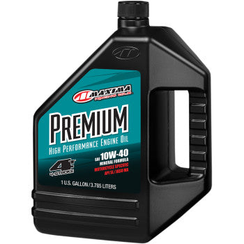 MAXIMA RACING OIL Premium High Performance Mineral 4T Engine Oil - 10W40 - 1 gallon - Front View of Bottle