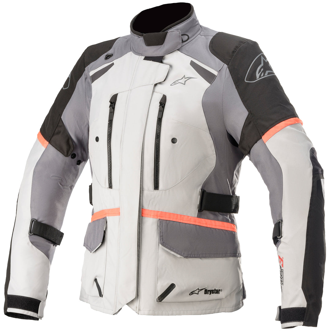 Alpinestars Stella Andes v3 Drystar Jacket Ice Gray/Dark Gray/Black/Coral - Front View