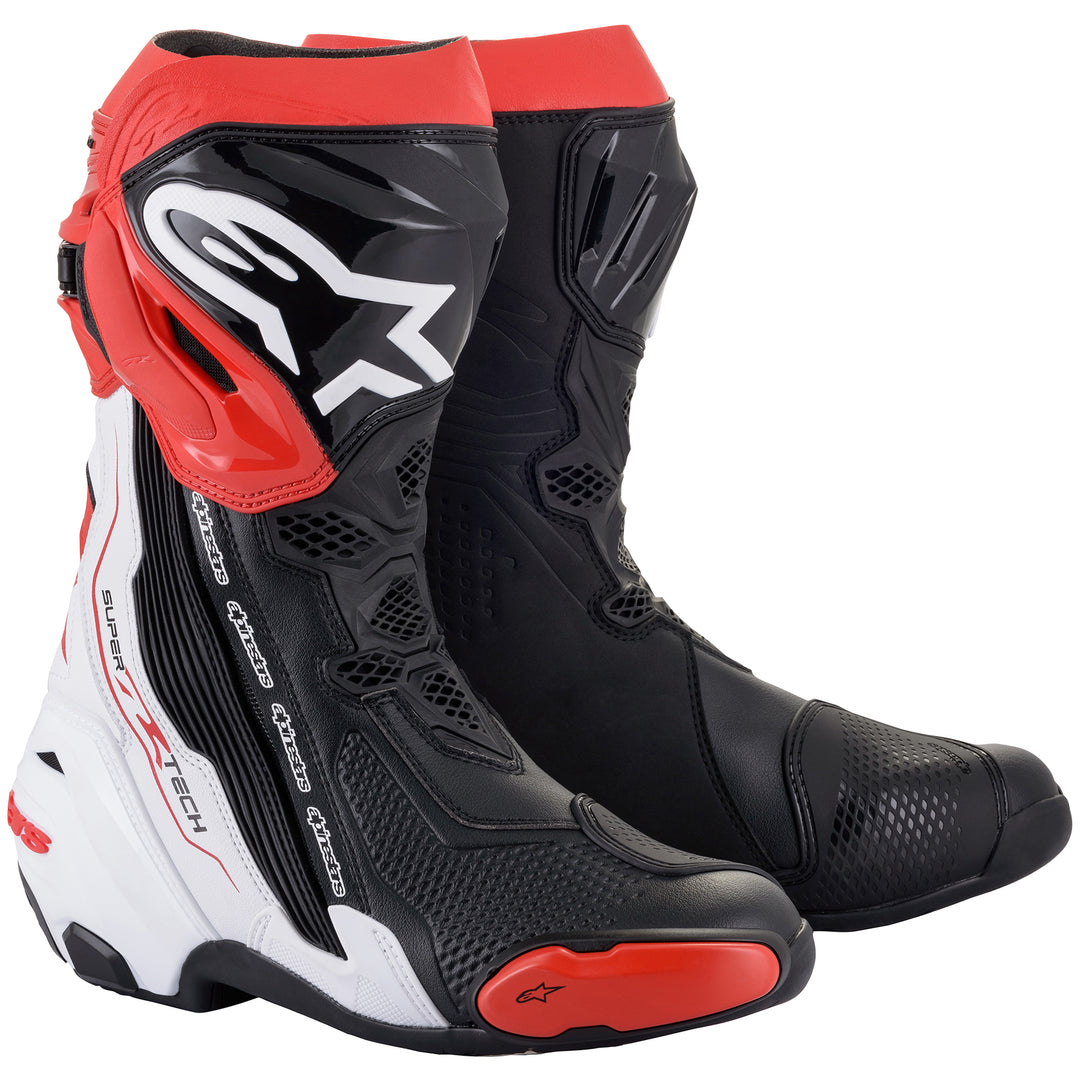 Alpinestars Supertech R v2 Boot Black/White/Red - Front Side View of Pair
