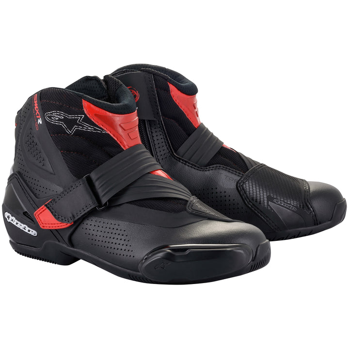 Alpinestars SMX-1 R v2 Vented Boot Black/Red - Front Side View of Pair